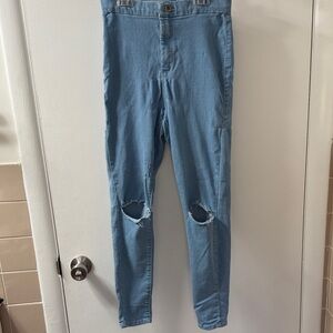 Topshop Moto Joni Blue Distressed Skinny Jeans